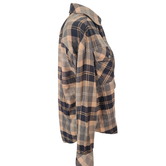 Rag & Bone Cruz Cotton Blend Button Up Flannel Top in Pink Plaid - Picture 6 of 12